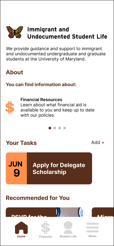 IUSL Home Screen